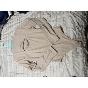 Express Beige Long Sleeve Bodysuit with Cutout Detail, Size M